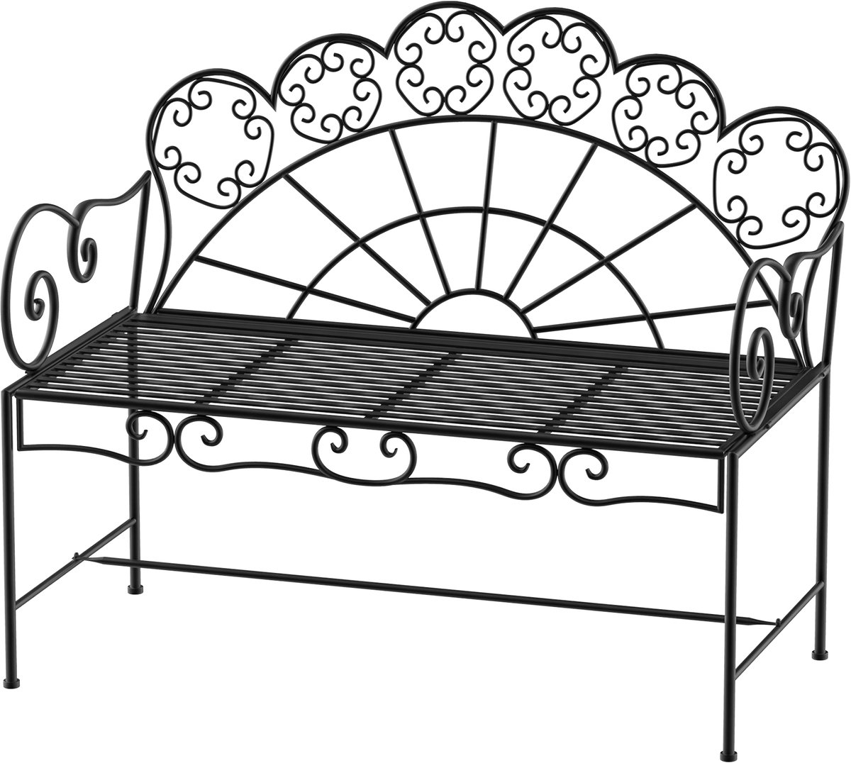 2 - zits tuinbank - robuuste - roestvrije parkbank - tuinmeubilair voor terras - tuin en andere buitenruimtes - 107 cm x 55 - 5 cm x 92 cm - zwart
