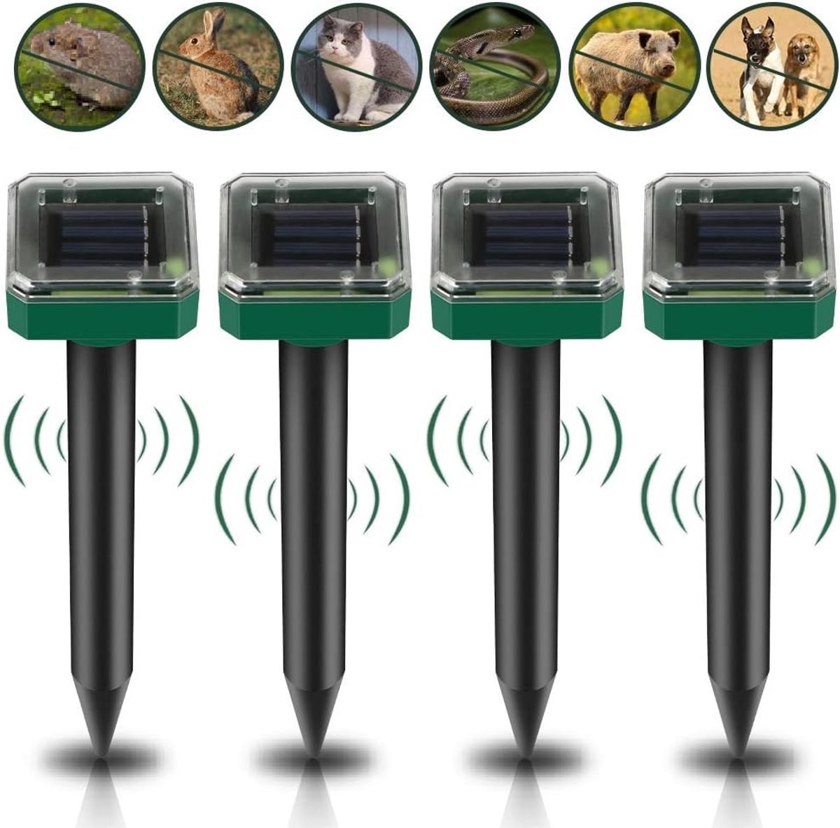 Marterverjager - Groen - Ultrasone Mollenverjager op Zonne-energie - IP65 Waterdicht - Voor Tuin en Buiten
