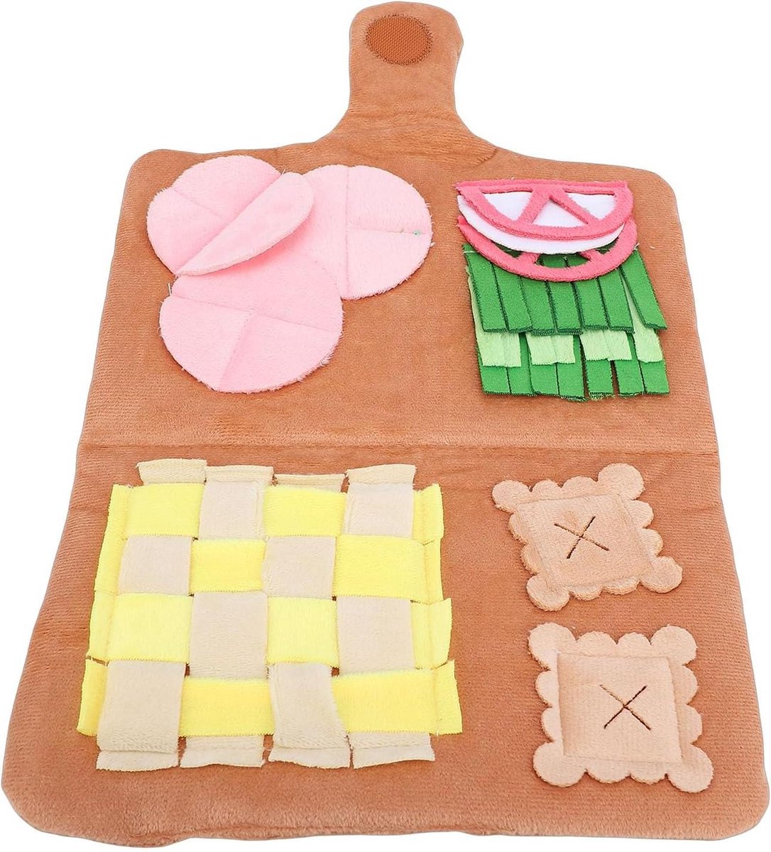 Hondensnuffelmat - Hondenpuzzel Speelgoed - Mentale Stimulatie - Bijtvast Pluche Materiaal - 24 x 17 x 2 cm - Donkerbruin
