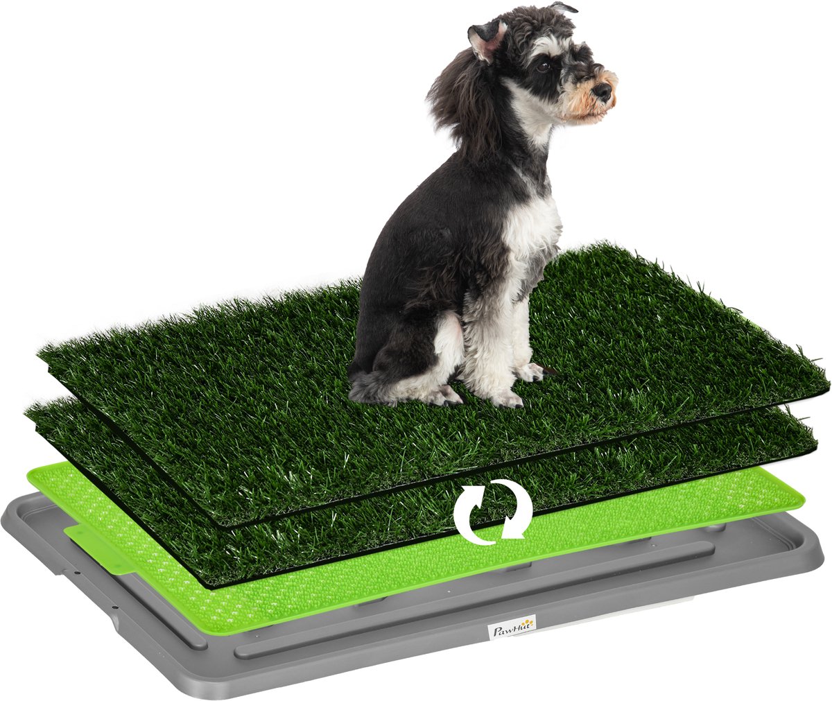 Hondentoilet met kunstgras - drainagegaten - lekvrij - 67x41x3 - 5 cm - groen