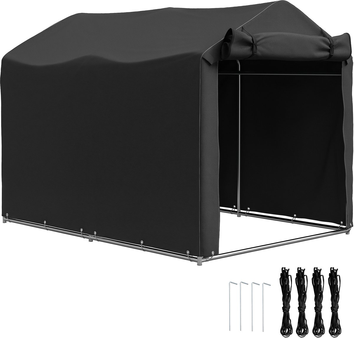 Garagetent - waterdichte garagetent met deur - UV - bestendig - 220 x 157 x 165 cm - zwart