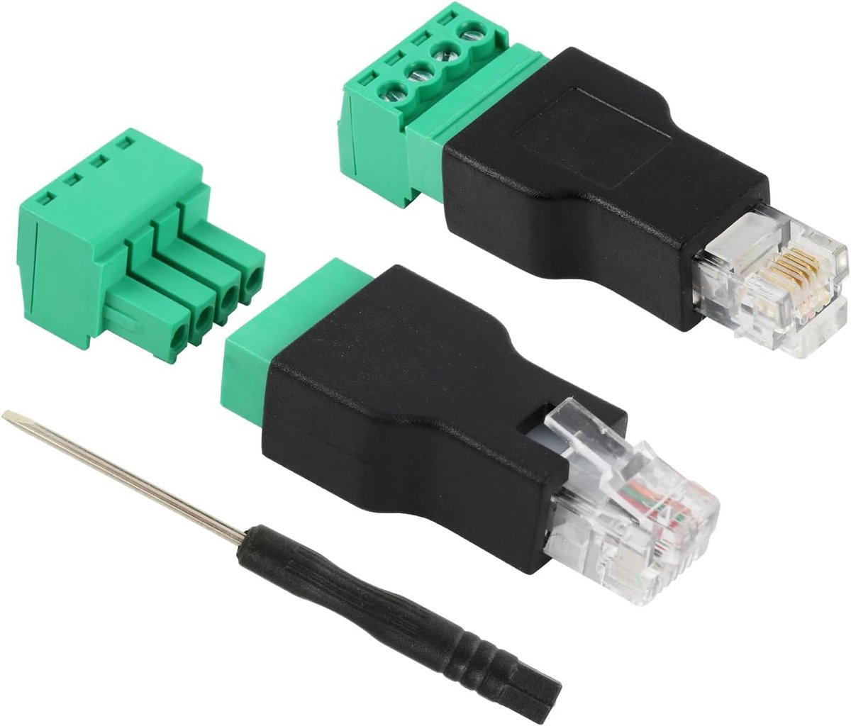 RJ11 schroefterminals 6p 4c - 2 stuks - robuust plastic - ideaal voor telefoon- en CCTV-verbindingen - SnelShoppen
