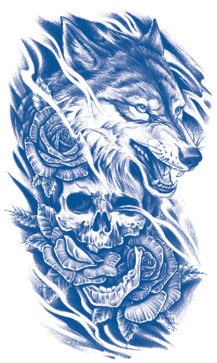 Tijdelijke tattoo wolf kuit 2 weken