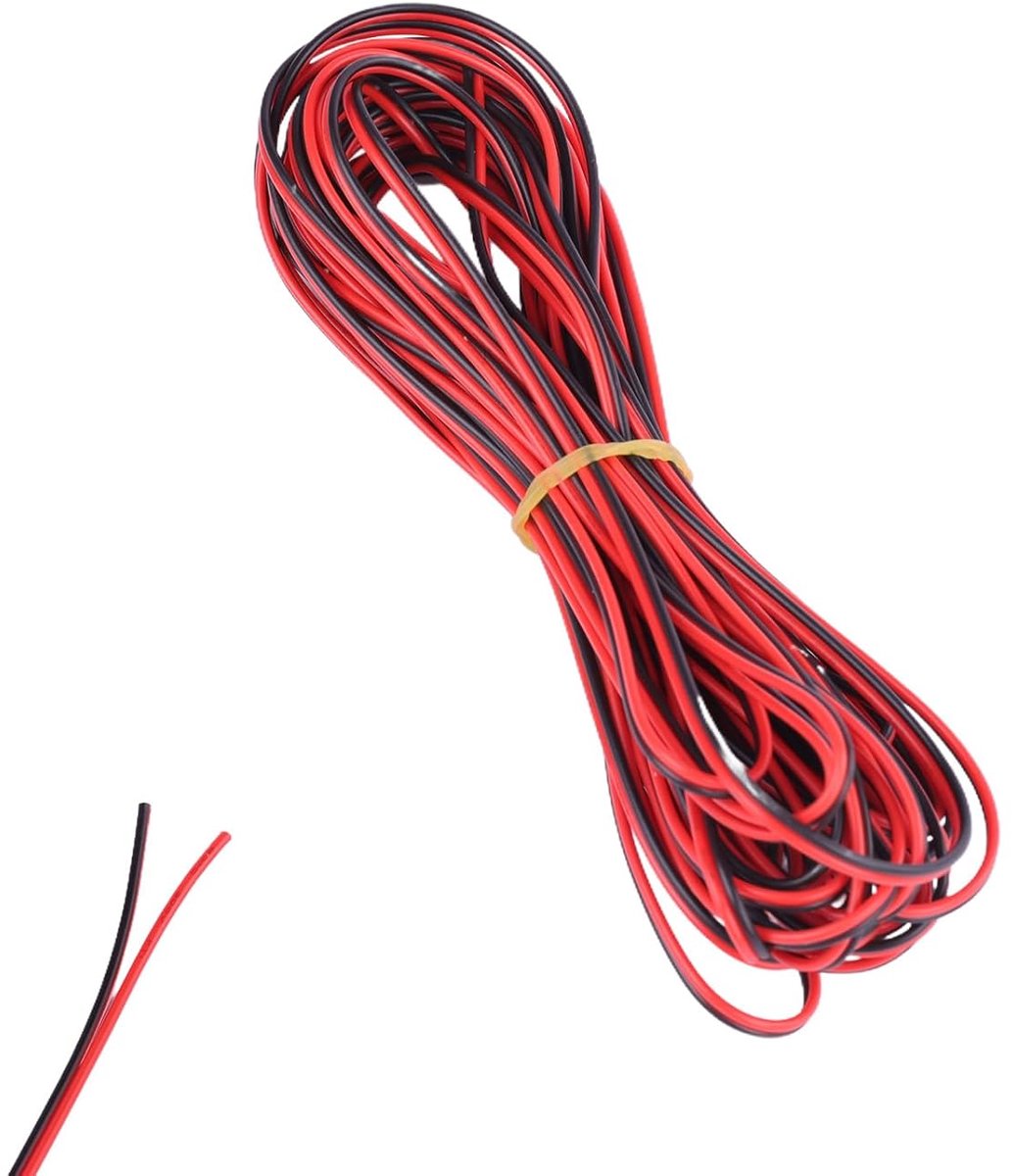 Elektrische kabel 10 m 22 AWG - 2 draden rood en zwart - getinned koper - ideaal voor LED-strips - SnelShoppen