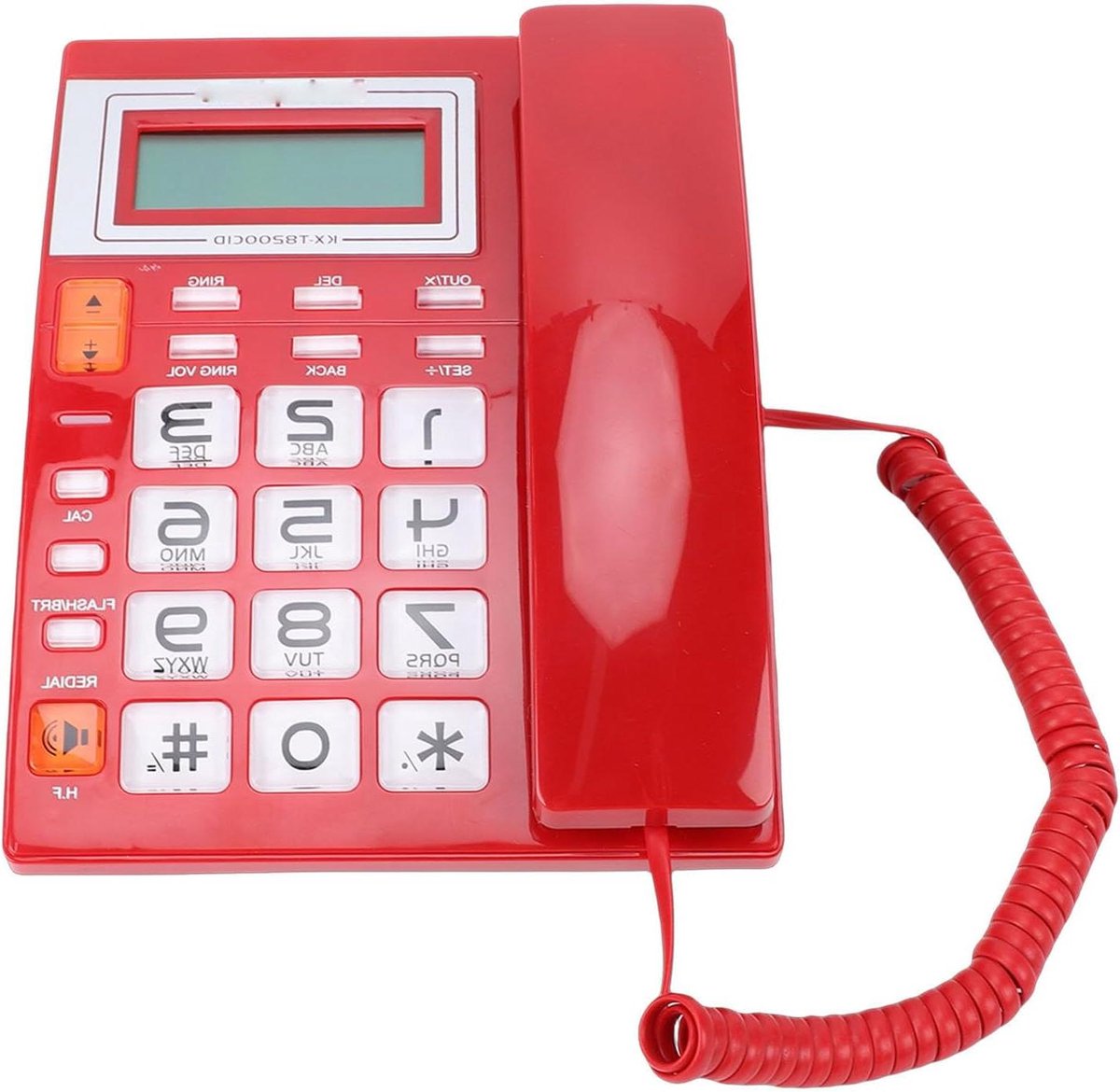 Vaste Telefoon - Huistelefoon Analoog - Thuis Bellen - Grote Knoppen Display - 16 Cijferig - Rood