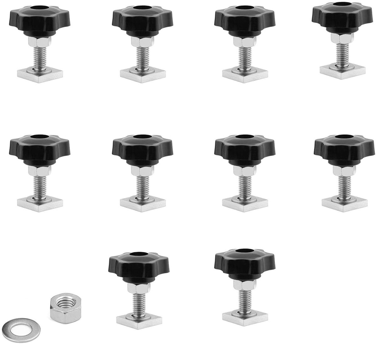 T-Groef Adapters M8X35mm - RVS met Stervormige Knop - Compleet Set voor Fietsendrager en Dakkoffer - SnelShoppen
