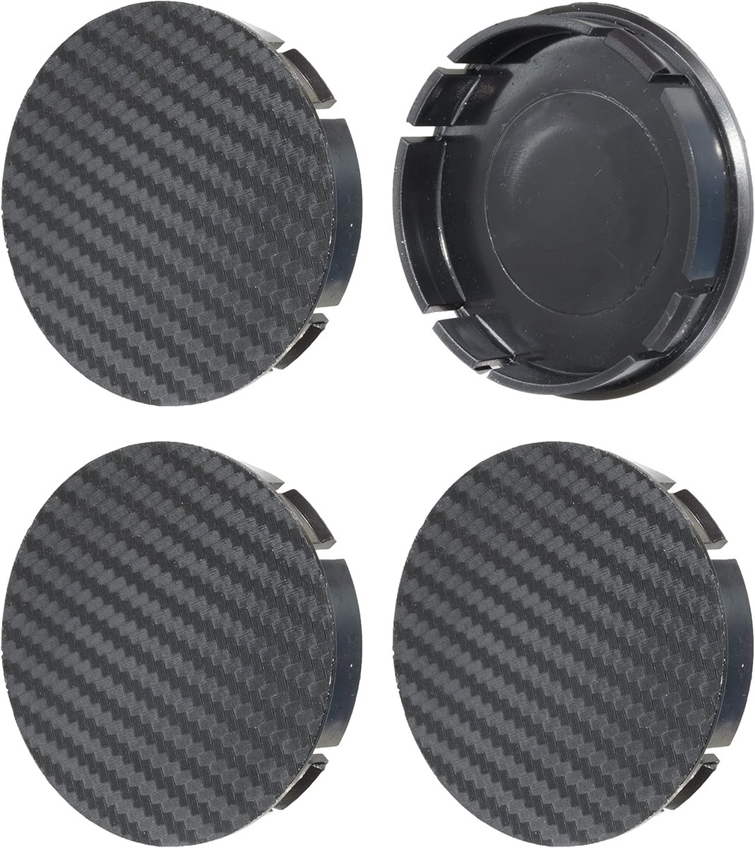 Wieldeksels set van 4 - 60 mm - carbon coating - past op 55.5-56 mm velgen - SnelShoppen