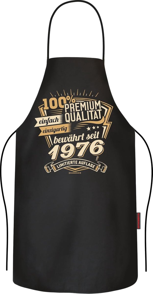 Barbecue schort voor mannen 50 jaar - limited edition 1976 - 100% katoen zwart - perfect voor het grillen - SnelShoppen