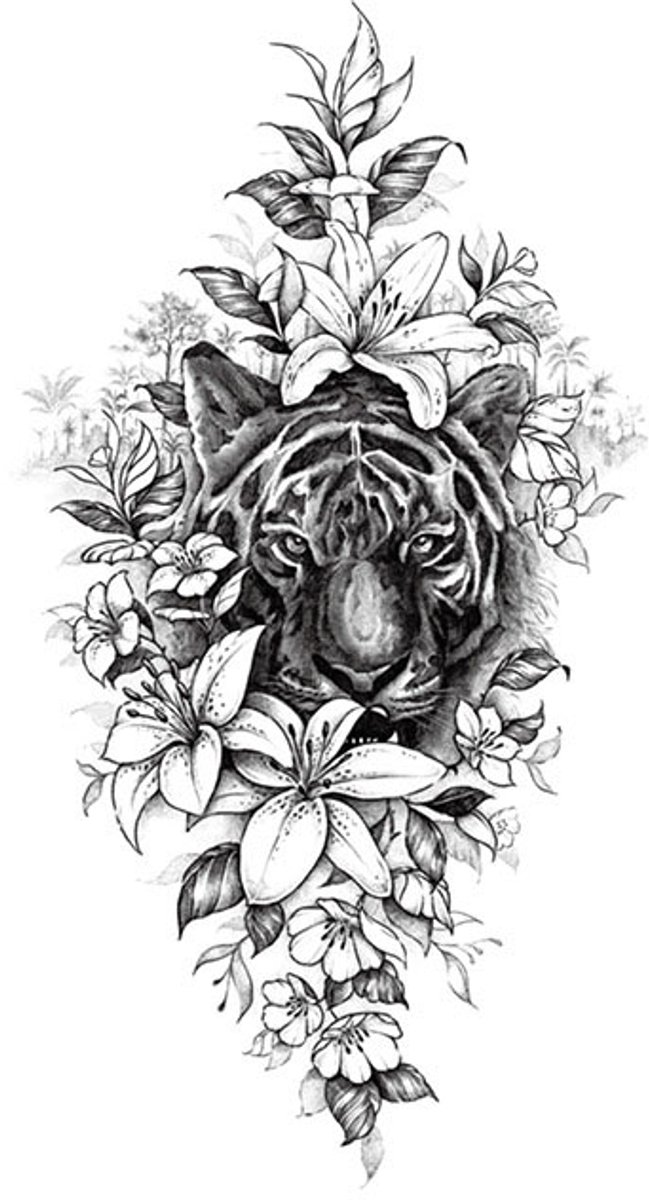 Tijdelijke tattoo bloemen tijger 3 dagen