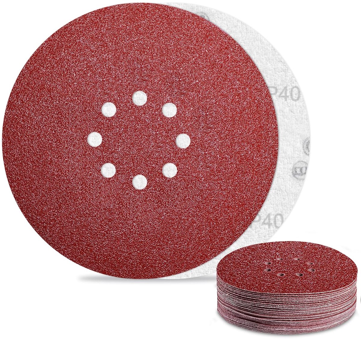 Schuurpapier 225 mm - korrelgrootte 40 - 8 gaten schuurdiscs - ideaal voor gipswandensander - SnelShoppen