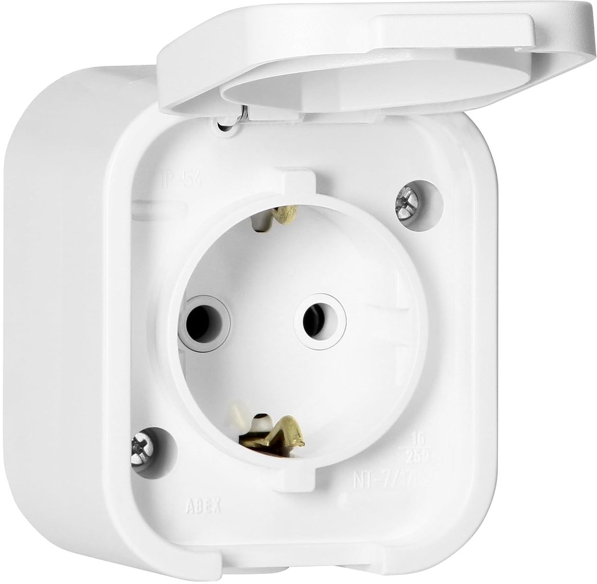 Enkel Wandcontactdoos - Enkel Spatwaterdicht - Opbouwmodel met Klep IP54 - Ideaal voor Buiten - SnelShoppen