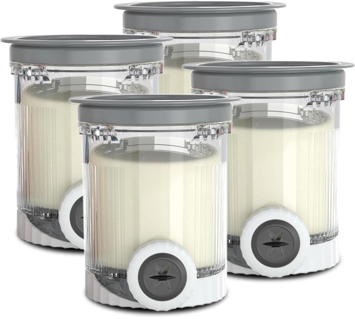 Ijsbak set - geschikt voor Creami NC700 BPA-vrij vaatwasserbestendig 4 stuks 16oz transparant grijs vervangbakjes voor ijsmachine