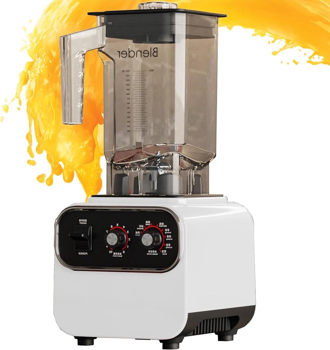 Professionele Blender - Smoothie Maker - Drankjes Maken - 8 Roestvrijstalen Messen - 2L Kan - Wit
