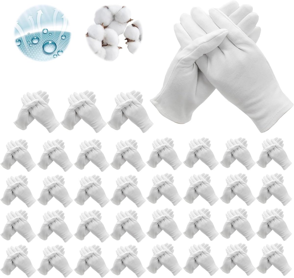 Witte katoenen handschoenen 72 stuks - 100% katoen - comfortabel en ademend - ideaal voor huidverzorging - SnelShoppen