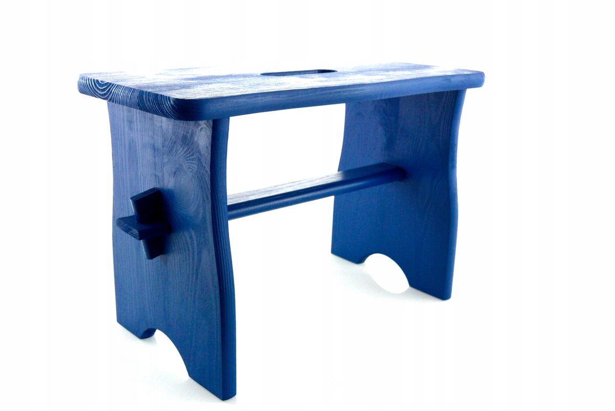 Hoge Blauwe Houten Keuken Kruk - 26 cm