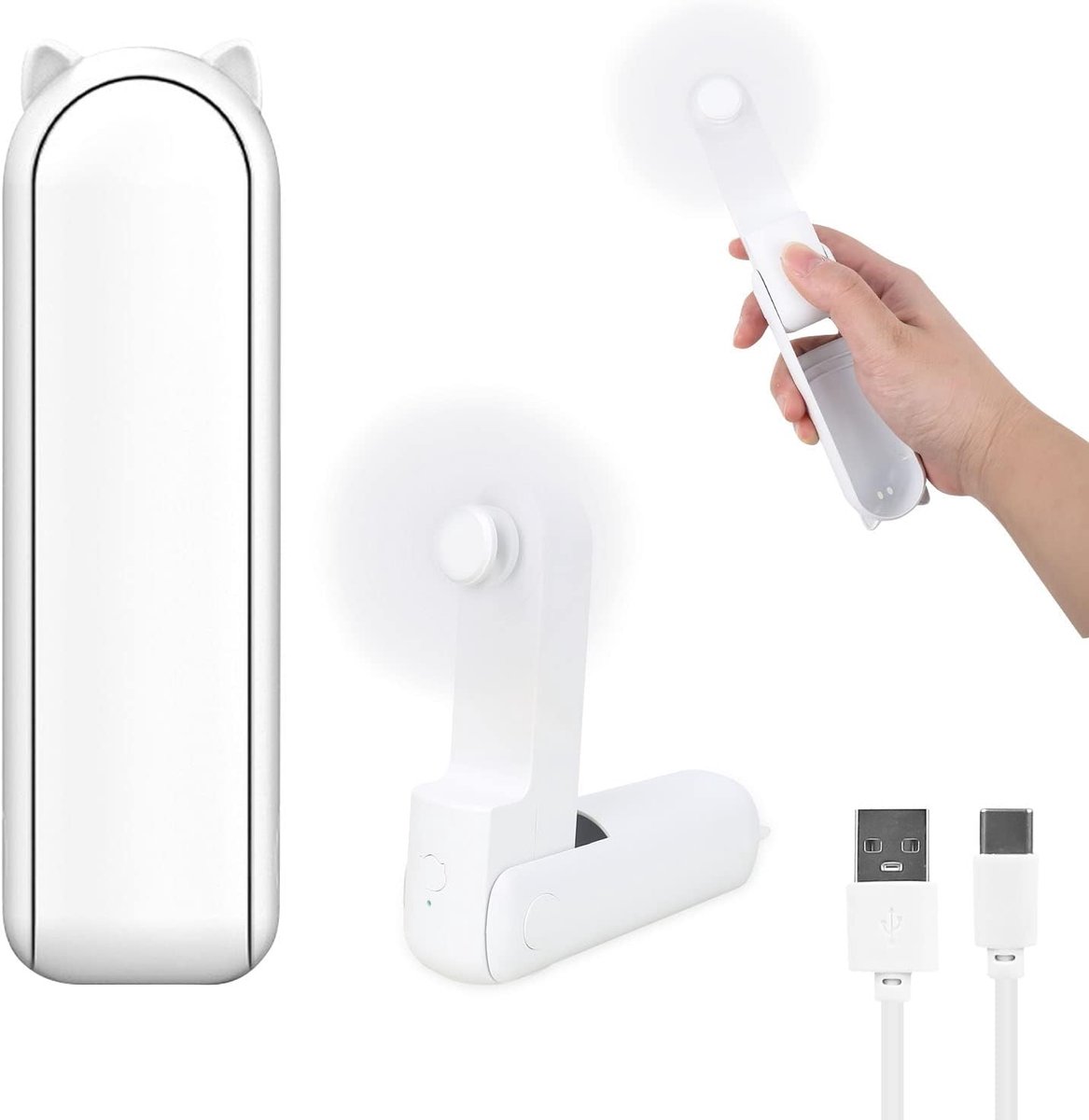 Handventilator Mini 2-in-1 - Oplaadbare USB - Met externe batterij - Ideaal voor onderweg - ShopVlot