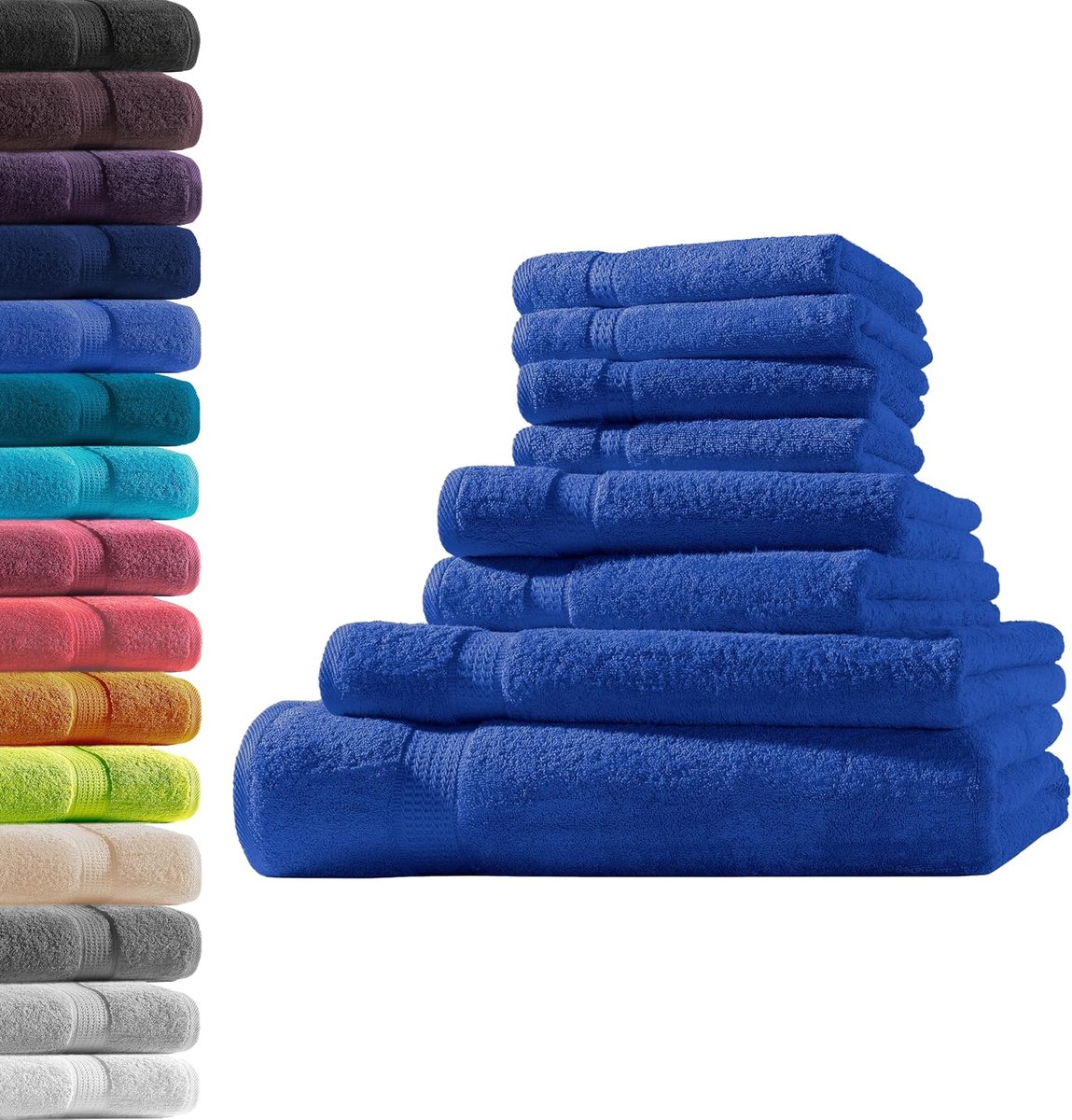 Handdoekset 1 x badhanddoek + 1 x douchehanddoek + 2 x handdoeken + 4 x gastendoeken - koningsblauw - 100% katoen - ShopVlot