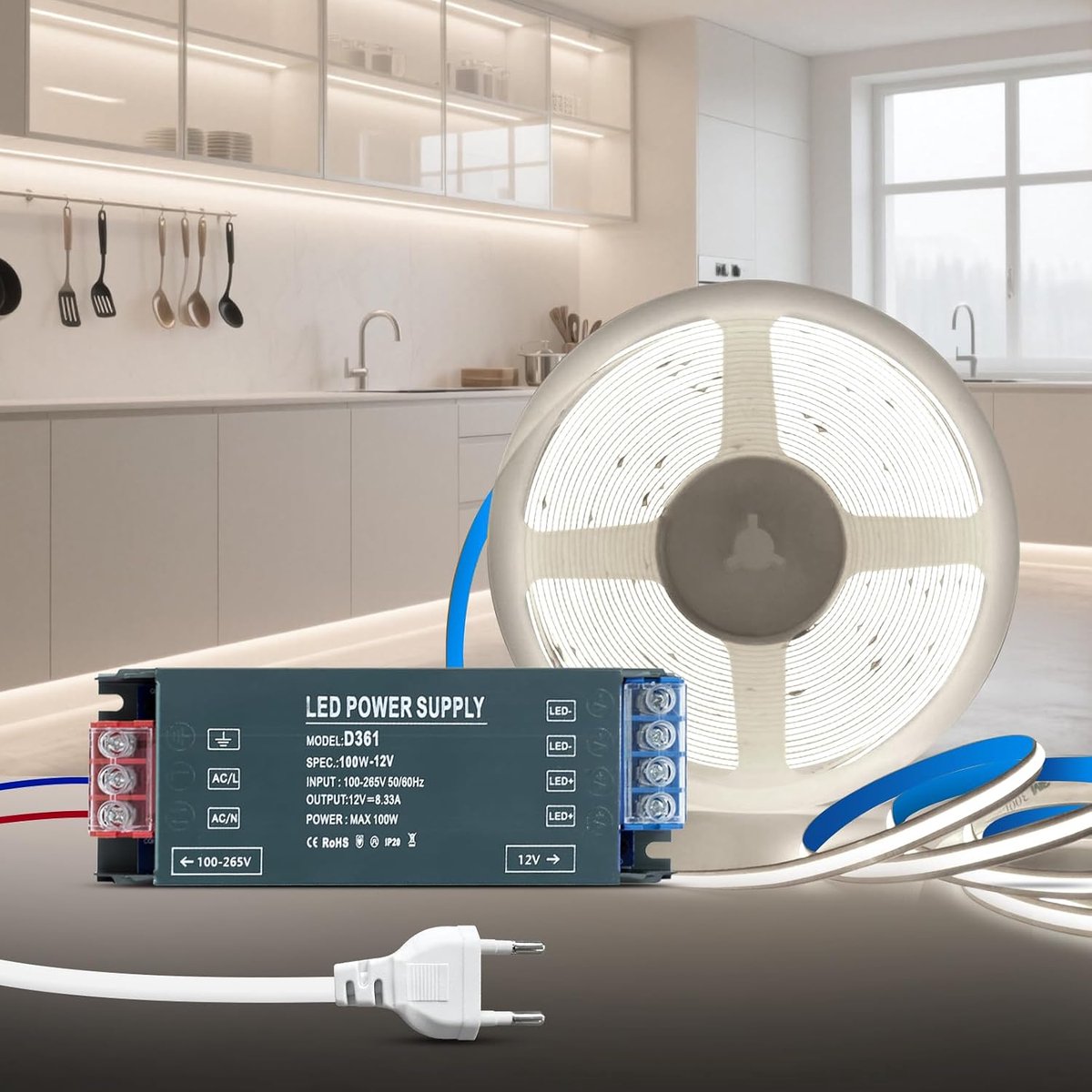 LED Strip 12V 5M - Flexibel - 6000K Wit - Ideaal voor sfeerverlichting - ShopVlot