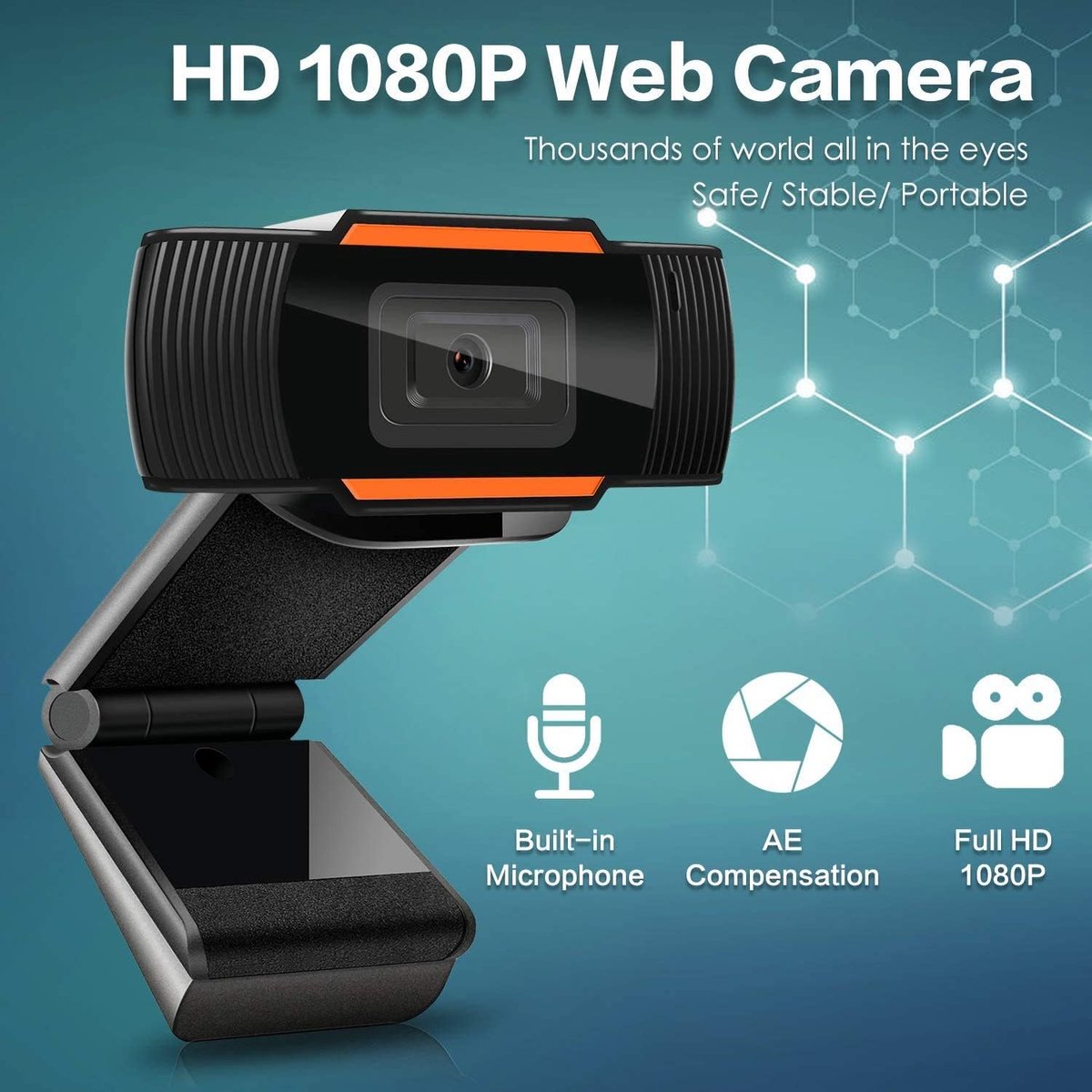 Webcam Full HD 1080P - USB 2.0 - Autofocus - Ideaal voor video calls - ShopVlot