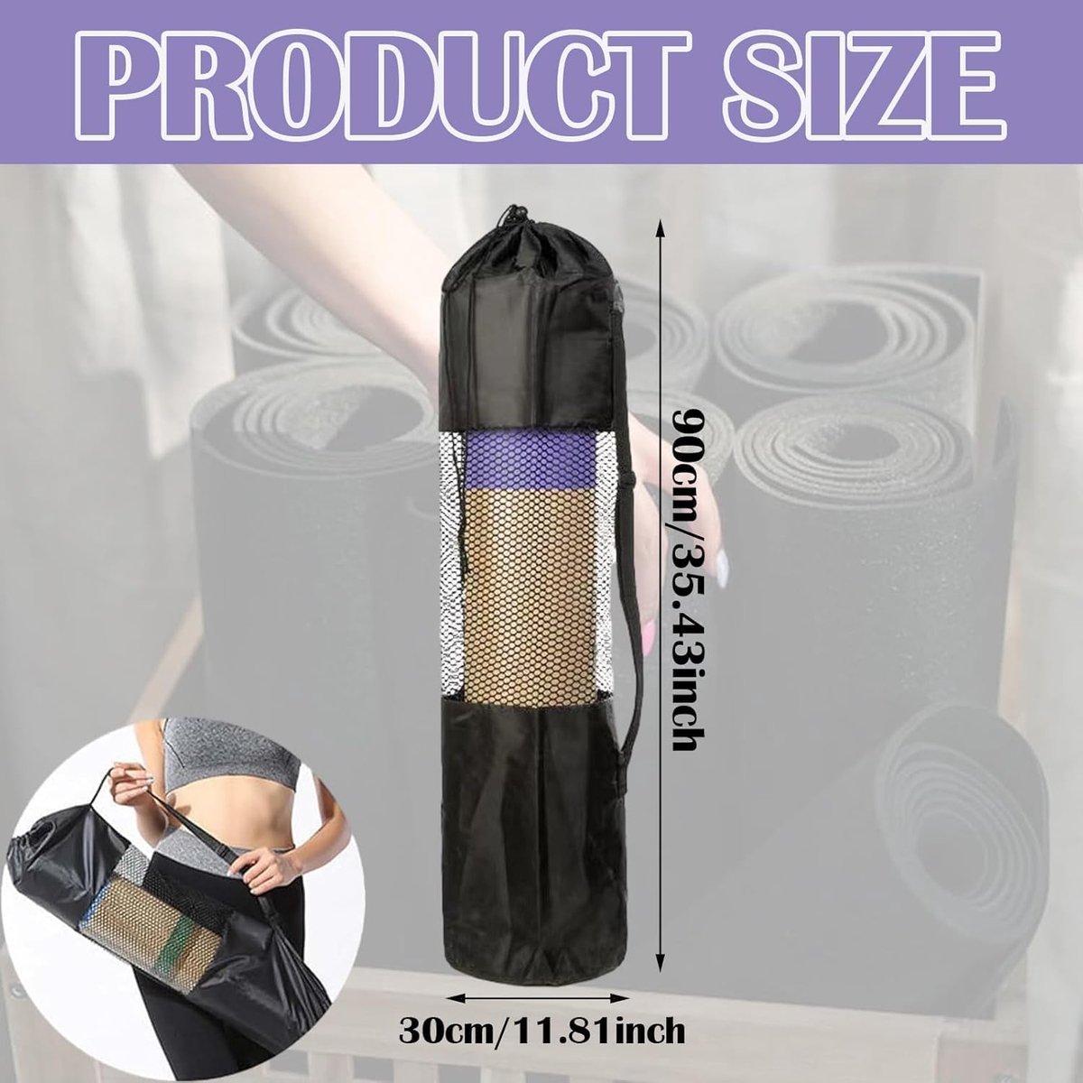 Yoga mat tas - grote capaciteit 90 x 30 cm - waterproof - verstelbare schouderband - ideaal voor gym en reizen - ShopVlot