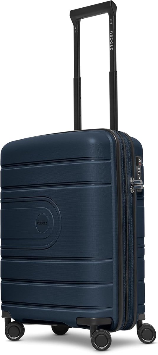 SnelShoppen - Handbagage Koffer 40L met Uittrekbare Verlenging, Polypropyleen, 40x20x55cm, Donkerblauw, Ideaal voor Vliegvakanties en Weekendjes Weg