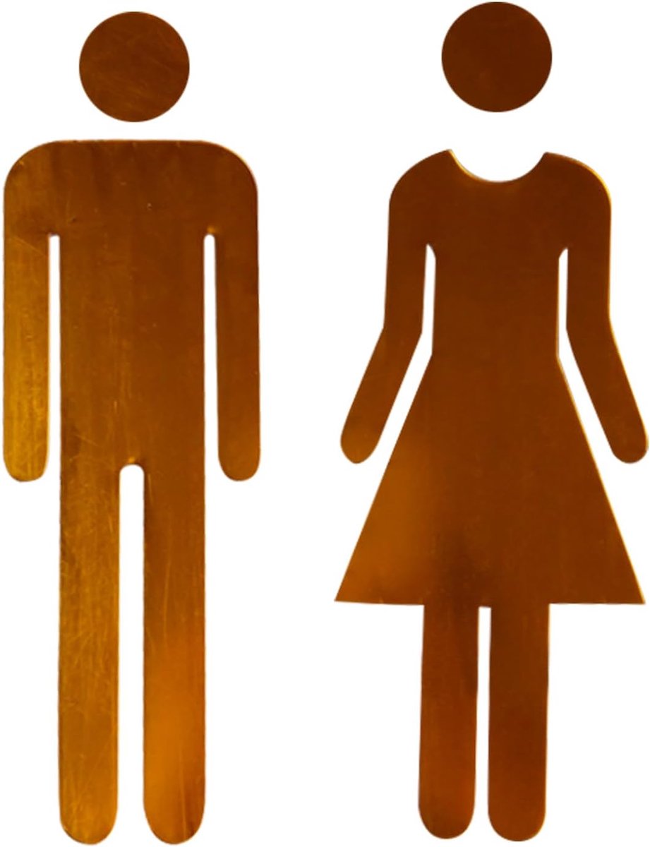 SnelShoppen - Set van 2 12 cm Toiletstickers voor Vrouwen en Mannen, Zelfklevende Toiletsignalen, Deursignalen, Iconen, Zilver, Voor Thuis of Op Kanto