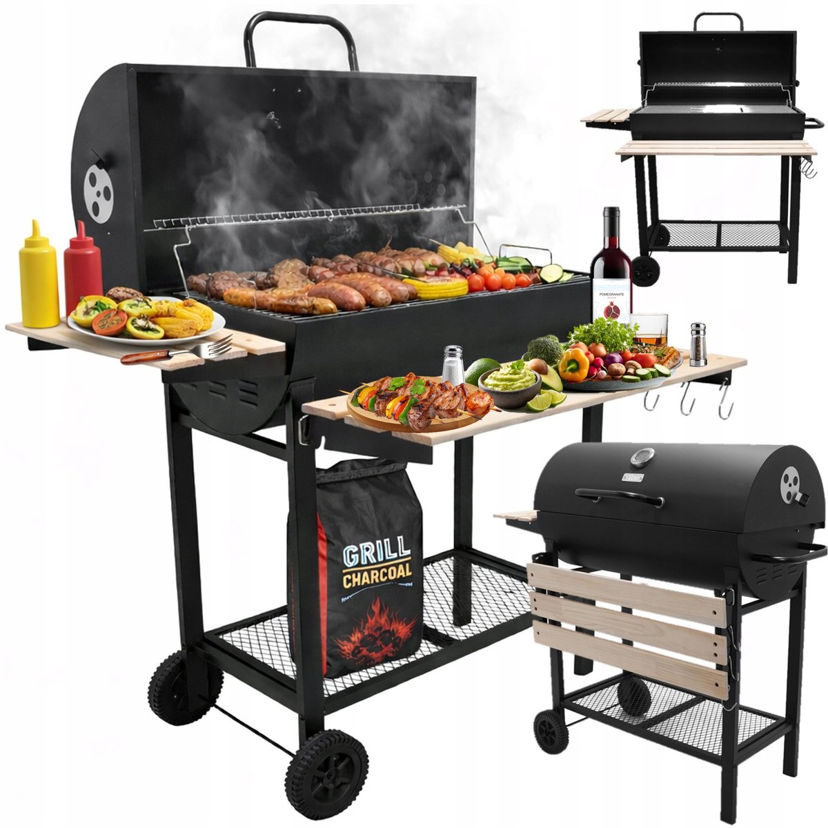 Merkloze XXL Koolgrill met Deksel en Ingebouwde Thermometer