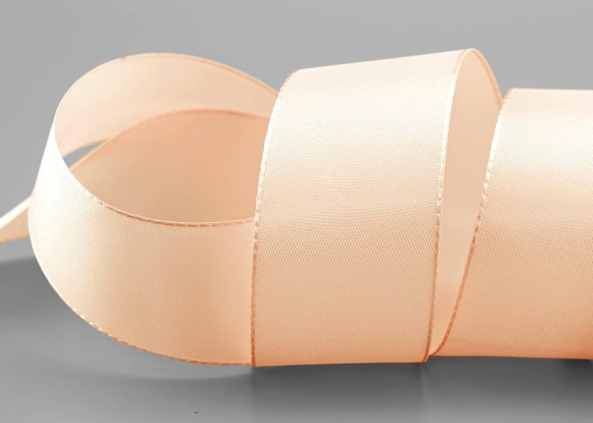 50 m x 40 mm TAFTBAND LICHT Apricot Decoratielint Cadeaulint stoffen lint tafeldecoratie bruiloft Pasen lint Visco TAFT kaarten ontwerpen knutselen