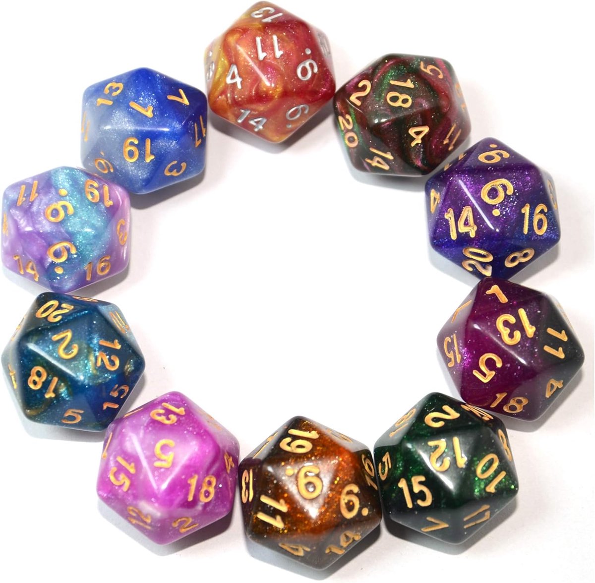 10-pack 20-zijdige dobbelstenen D20 veelvlakkige dobbelstenen voor DND RPG MTG tafelspel (Kleur 3)