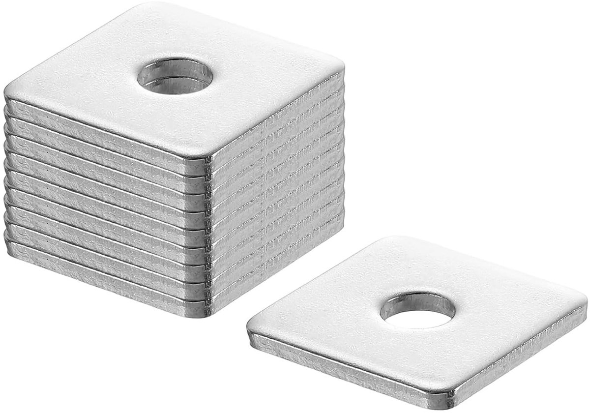 Vierkante sluitring voor 5/16" schroef, 304 roestvrij stalen lagerplaat, platte afstandhouders, afdichting voor machinereparatie, buitenbouw (0,304 inch dikte)