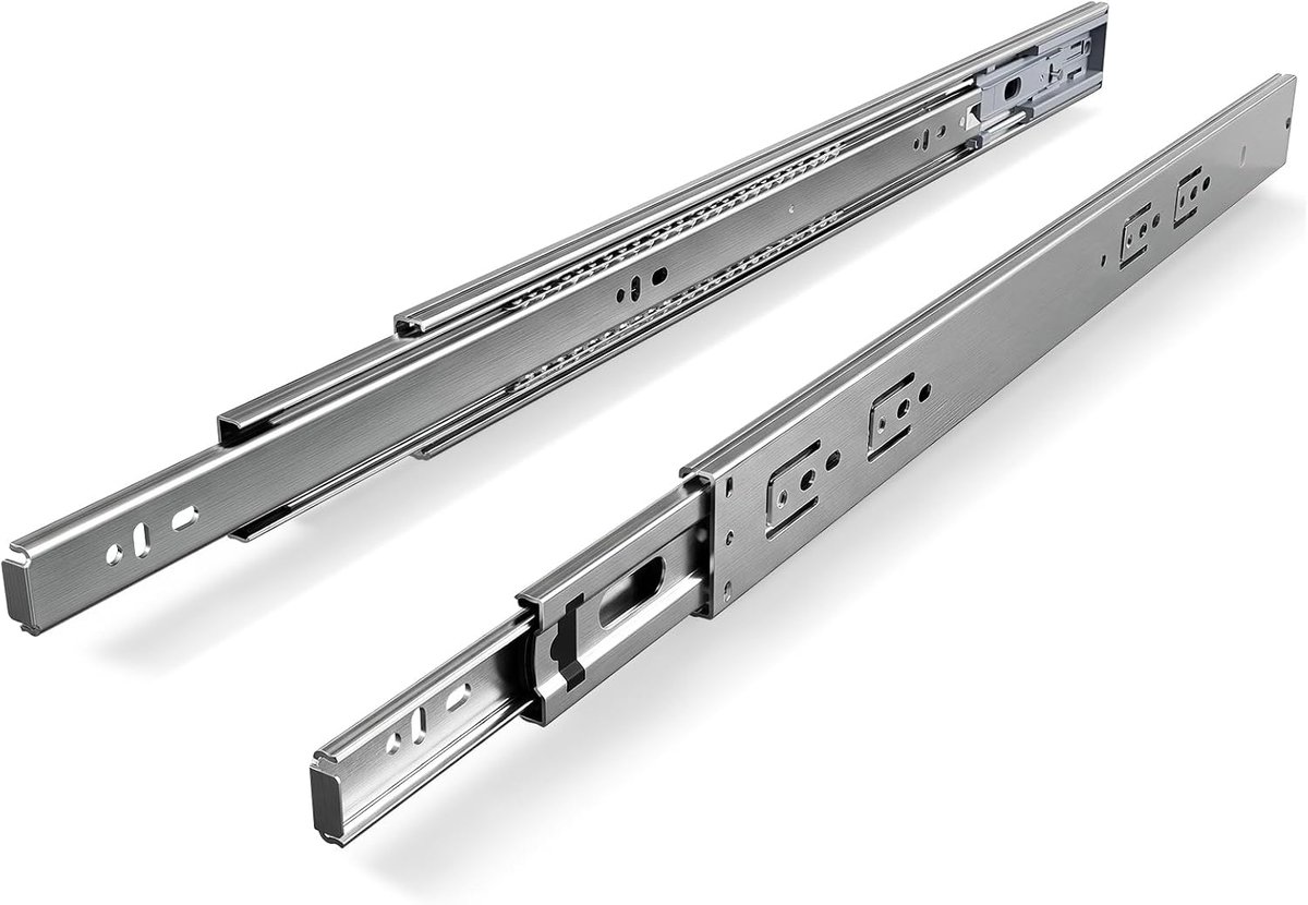 Ladegeleiders 550 mm Soft-Close, volledig uittrekbaar, 1 paar | Zijdelingse montage van gelegeerd staal, tot 45 kg per paar, ideaal voor keukens, commodes en kastladen