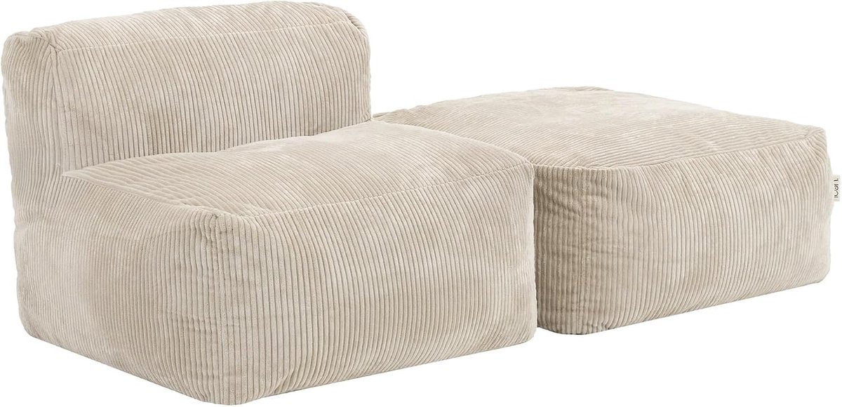 icon Zen Modulaire Stoel en Hocker, Beige, Corduroy Stof, Modulaire Bank, Fauteuil voor Volwassenen, Zitzak Stoel met Schuimvulling Inbegrepen, Sofa, Couch, Woonkamer, Woonkamer Meubilair