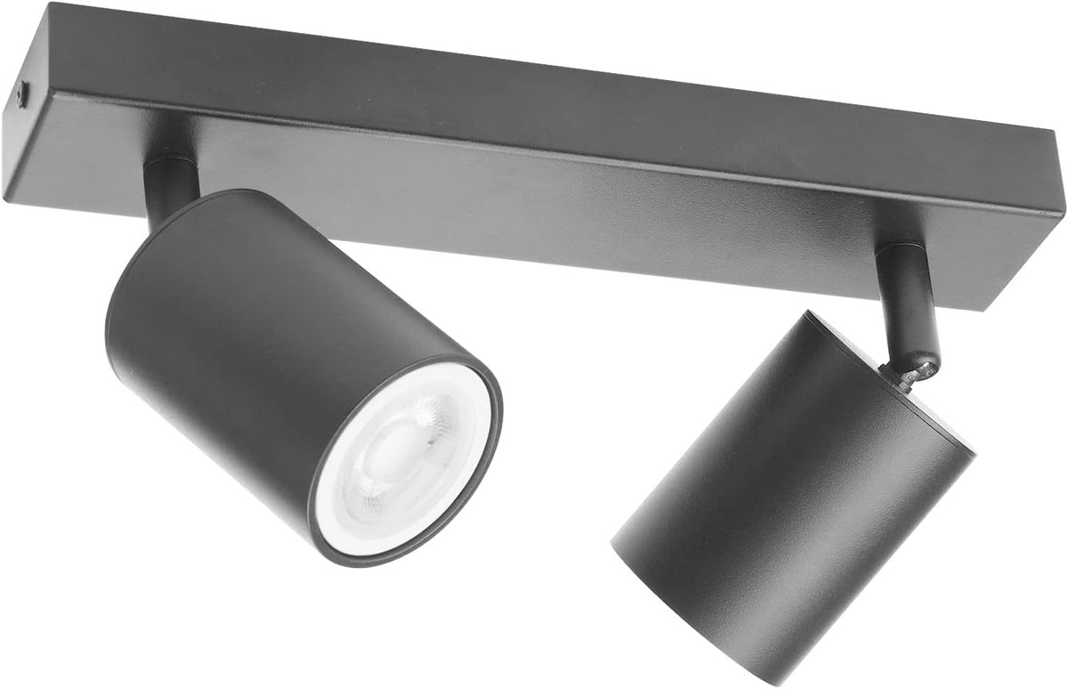Plafondspots 2-lamps Donkergrijs, GU10 Plafondlamp, Zwenkbaar, Draaibare Spotlamp, Plafondspots voor Keuken, Slaapkamer, Woonkamer, Hal, Zonder Lampen