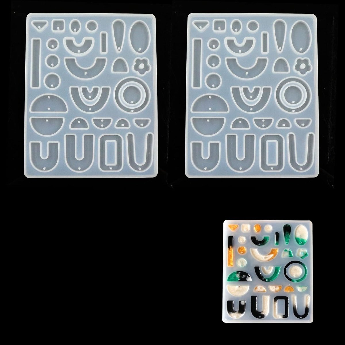 Gietvorm siliconen epoxyhars vormen – hars giethars silicone vorm hars set hanger halsketting oorbellen doe-het-zelf knutselen sieraden maken trays handwerk vierkant ovaal 2 stuks 12,6 x 15,8