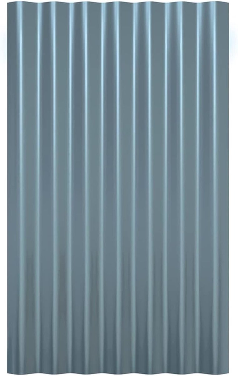 36 stuks Dakpanelen, dakpannen, profielplaat, trapeziumplaat, dakplaat, staalplaat, trapeziumplaten, dakplaten, metaalplaat, gepoedercoat staal, grijs, 60 x 36 cm