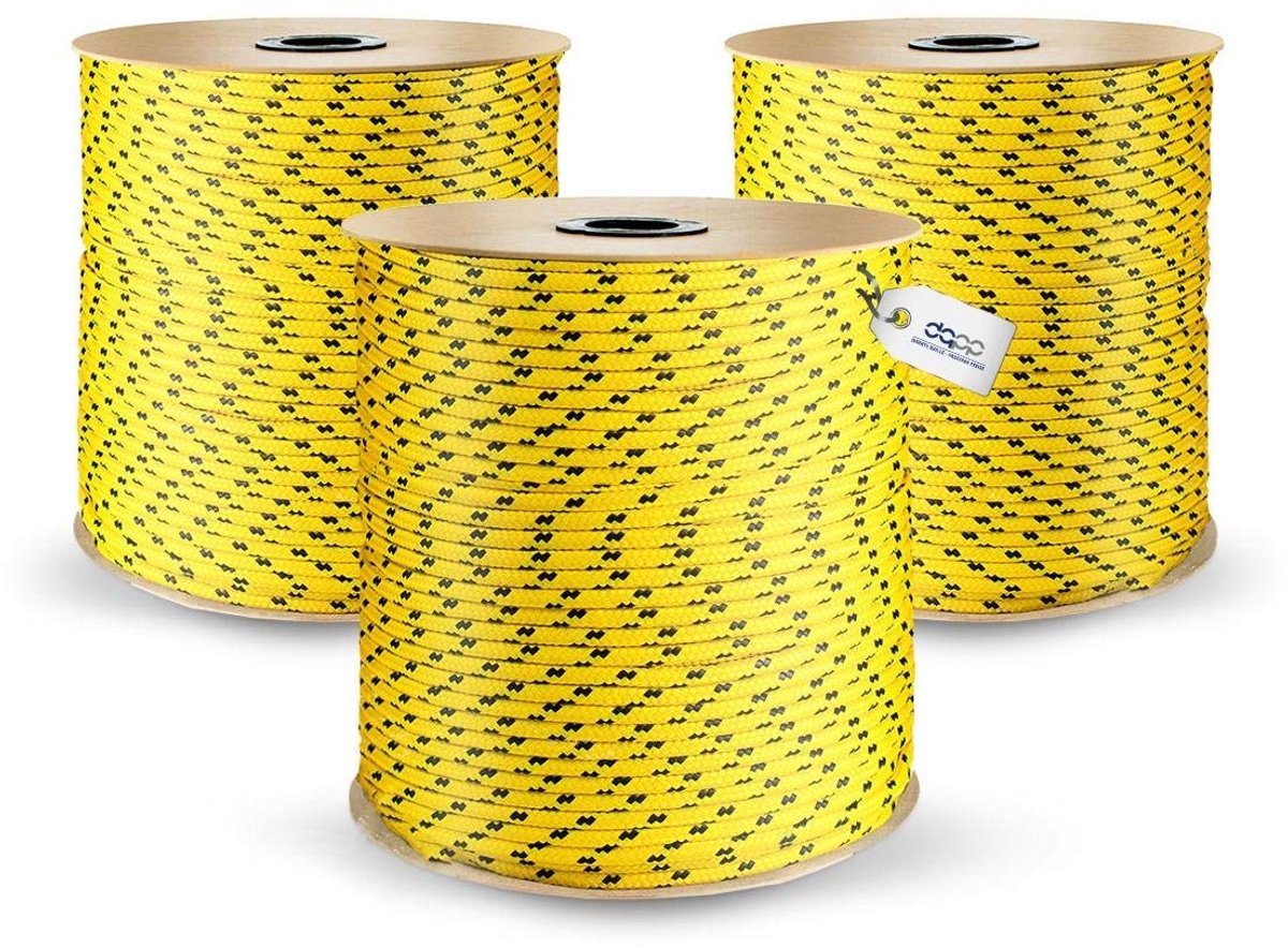 Touw | Kleur: geel | kunststof koord | gevlochten textiel lijn | waslijn | marine, 5mm, 20 m.