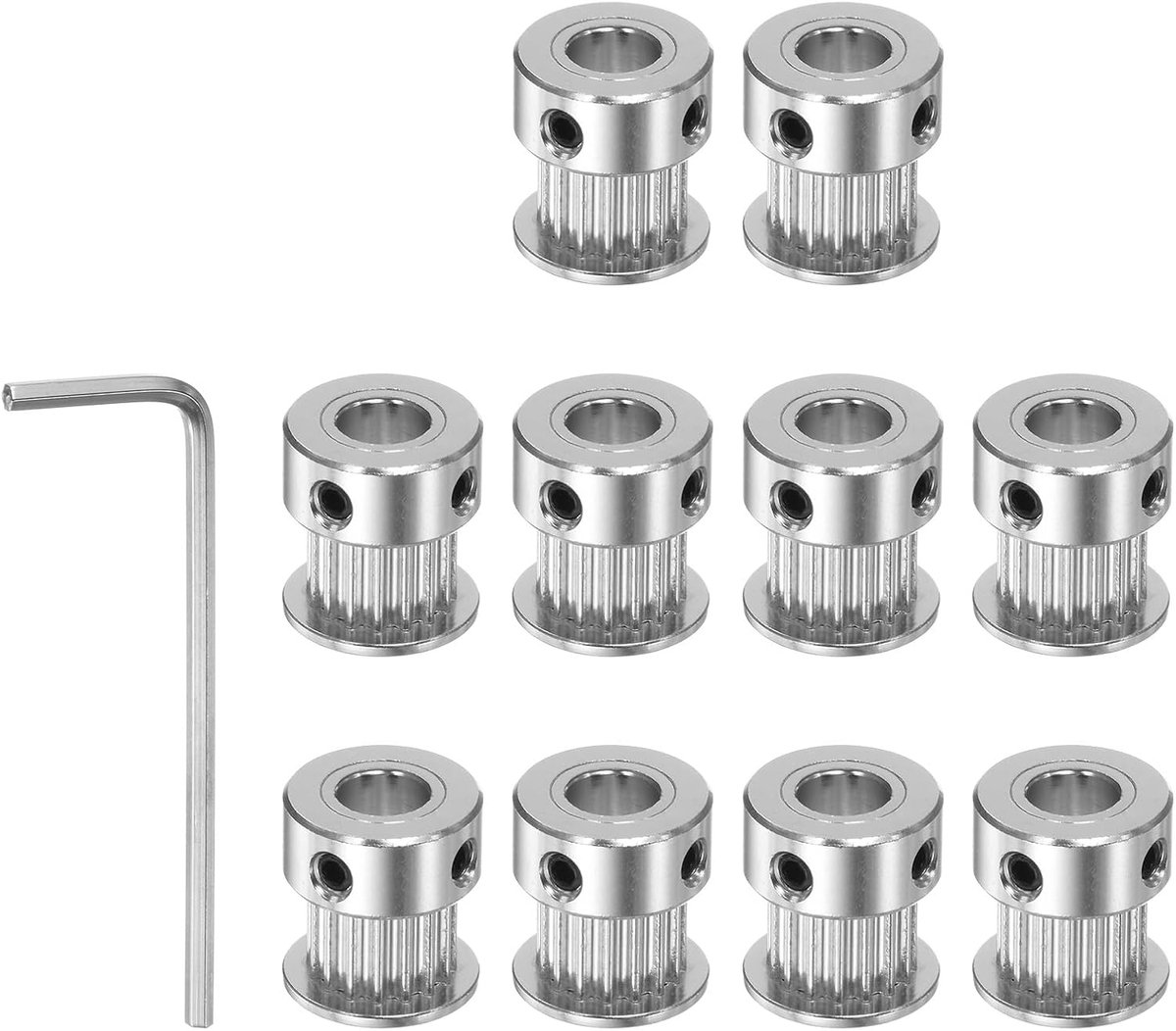 sourcing map 10 stuks 2GT katrol 16 tanden 6 mm boring 13 mm diameter. Aluminium tandriem met 2 mm zeskantige sleutel voor 6 mm brede riem 3D-printer CNC machine accessoires zilverkleurig