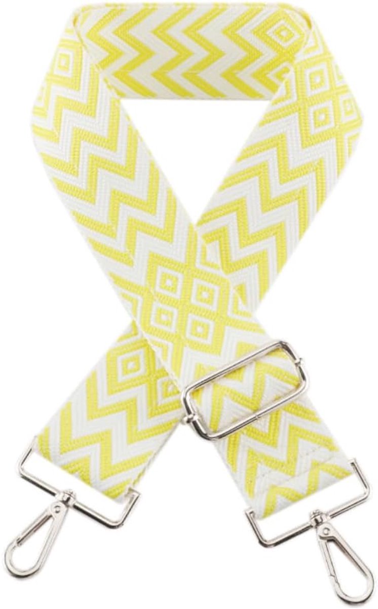 Tasriem, verstelbaar, breed, 5 cm, in lengte verstelbaar, 75-135 cm, om te wisselen, accessoires voor draagtassen, handtassen, crossbody, zilveren gesp, lichtgeel