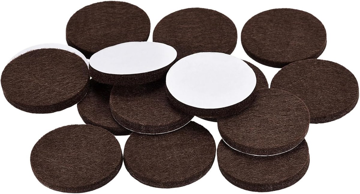 sourcing map 48 stuks vilten meubelkussens zelfklevend 38 mm diameter. 5 mm dikke stoelpoot bruin