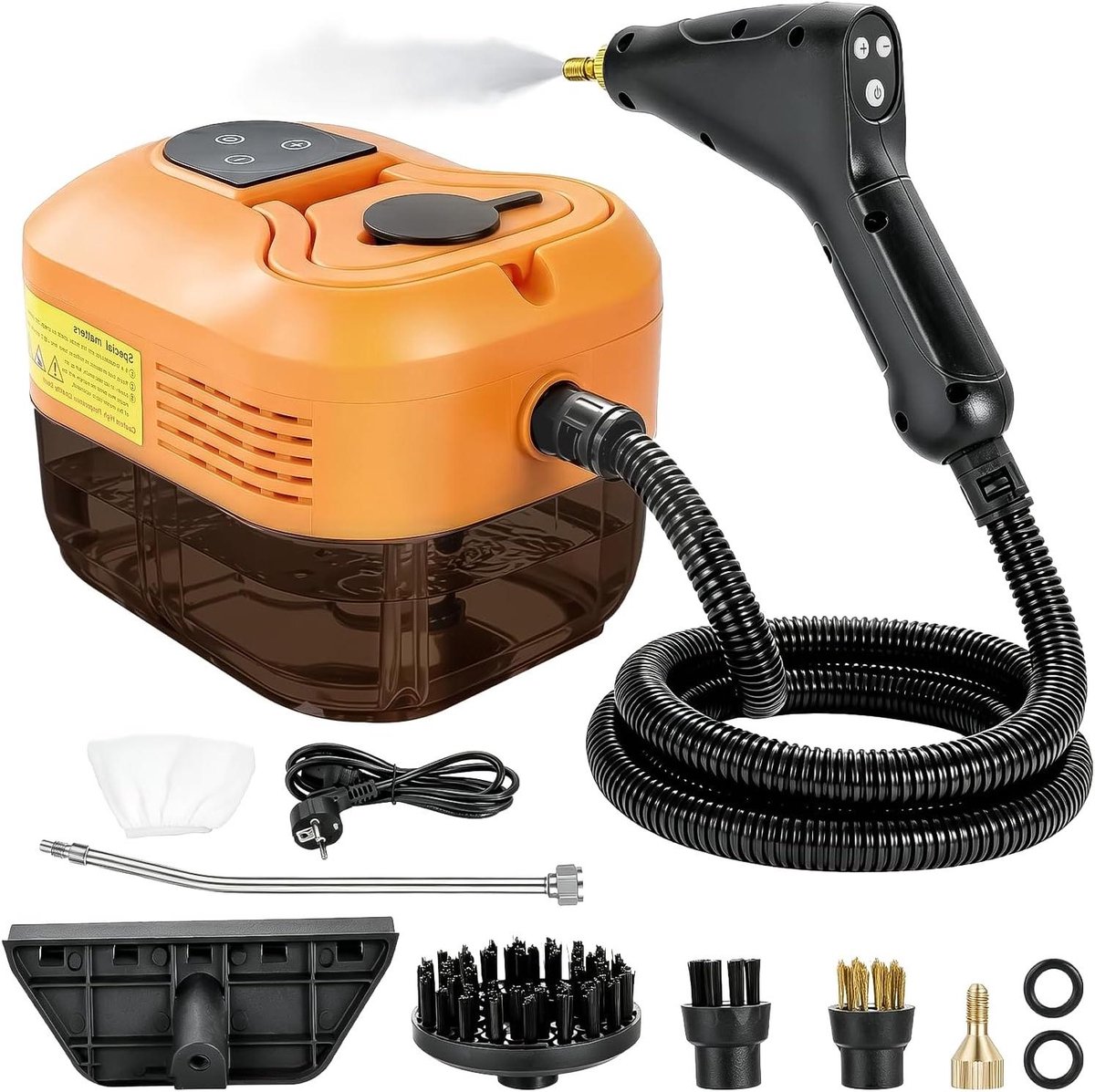 Stoomreiniger Handapparaat - Stoomreiniger Krachtig - Hygiënisch Reinigen - Snelle Opwarming 15 Sec - 12 L Reservoir - Oranje