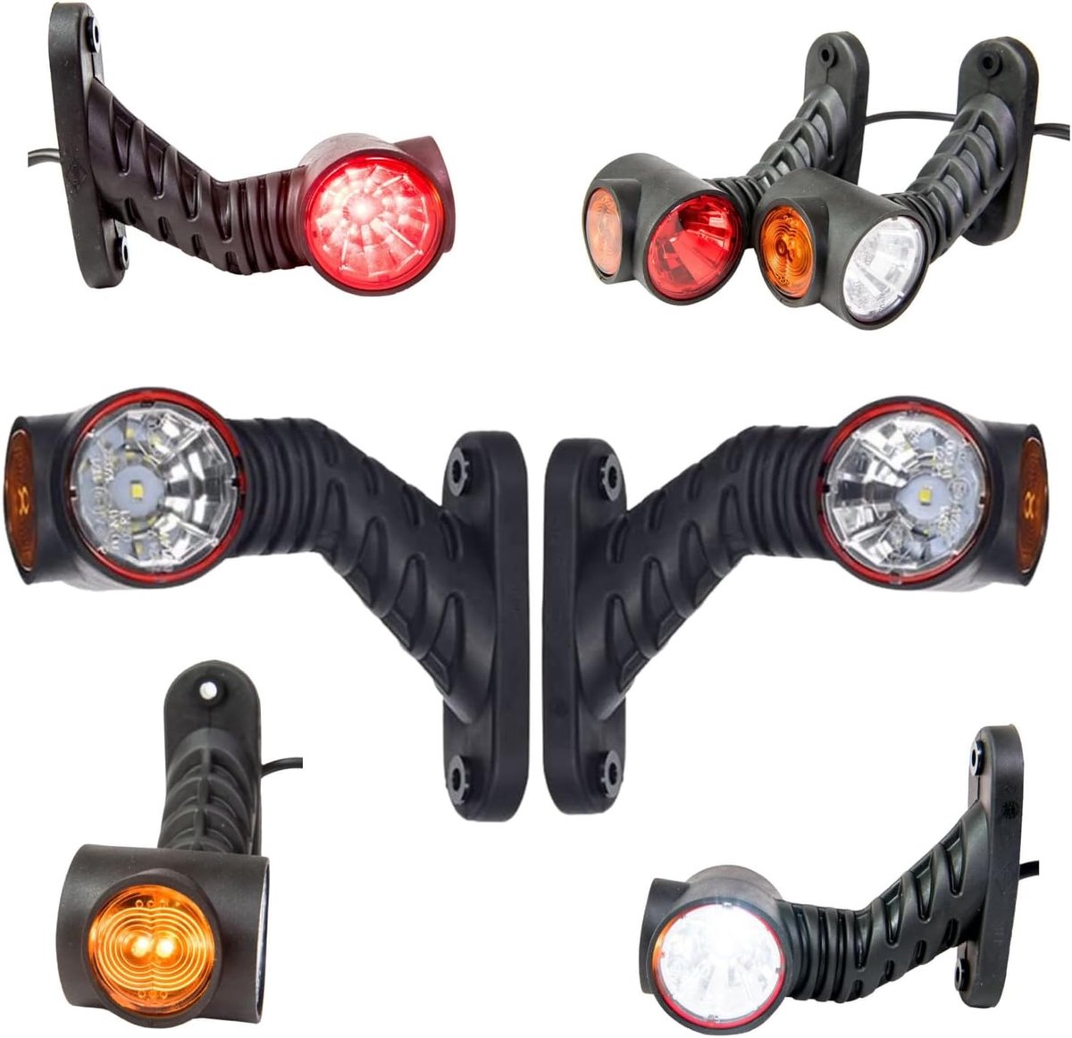 2x LED zijmarkeringslichten 12-24V voor vrachtwagens chassis trailers, motorvoertuigen - wit rood oranje