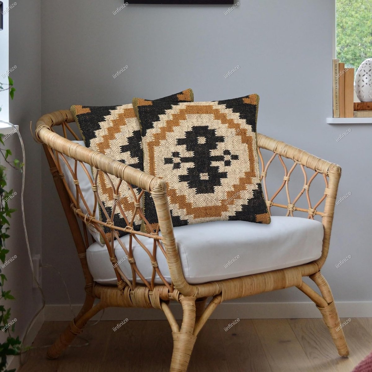 Kussenslopen 45x45 cm - Handgeweven wol-jute - Etnisch design - Perfect voor jouw woonkamer - SnelShoppen