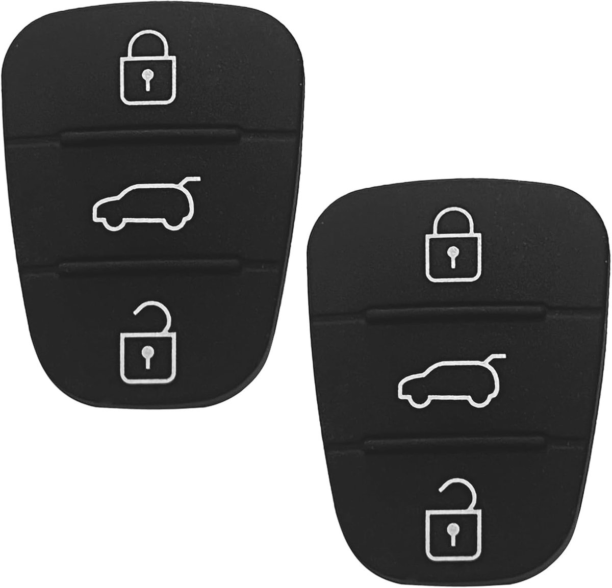 2 Pack Autosleutelhoezen voor Hyundai en Kia - 3-knops autosleutelhoezen compatibel met i10, i20, i30, ix20, ix35 en Ceed Soul Sportage Venga (SUV)