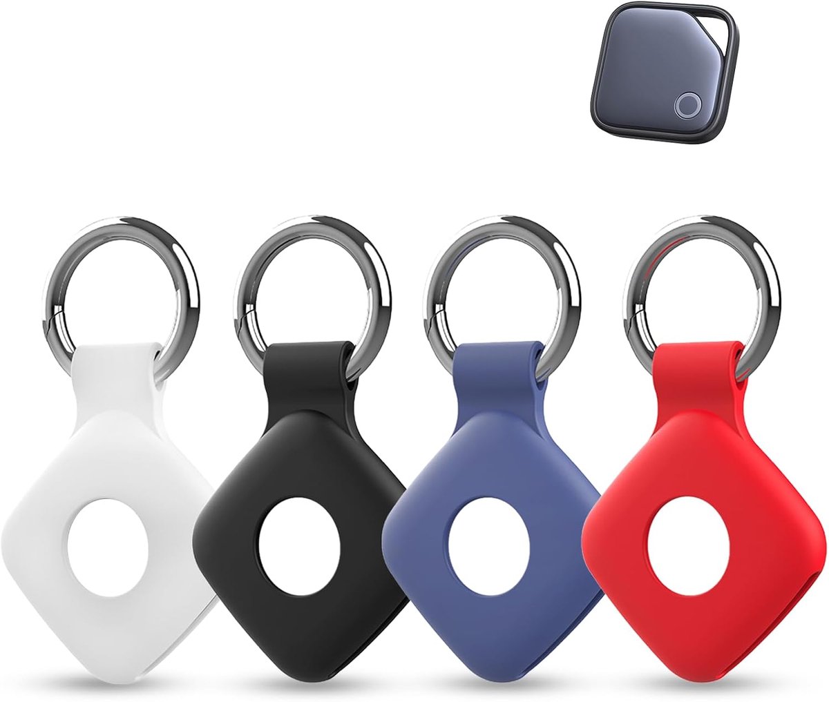 Van 4 siliconen hoesjes voor Ugreen FineTrack, anti-verliestracker, volledige bescherming, geschikt voor ouderen, huisdieren, rugzak, bagage, kinderen, sleutels), krasbestendig, wit, zwart