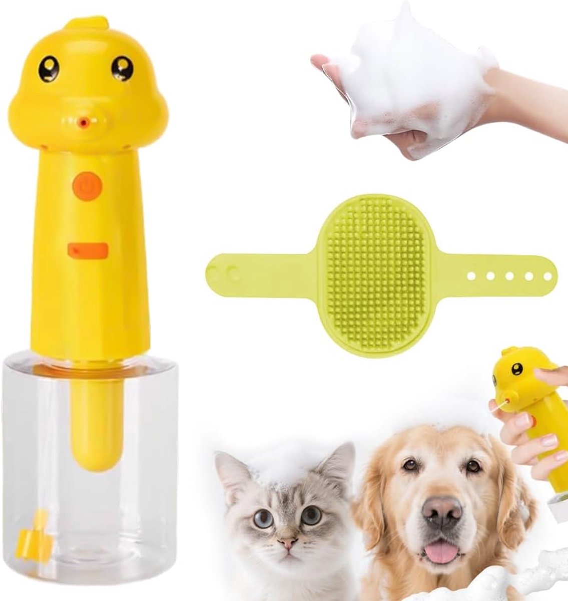 Hondenzeepdispenser voor honden, automatische schuimdispenser voor hondenbad, hondenschuimmachine met hondenborstel, elektrische schuimdispenser voor honden, hondenschuimspuit voor verzorging en