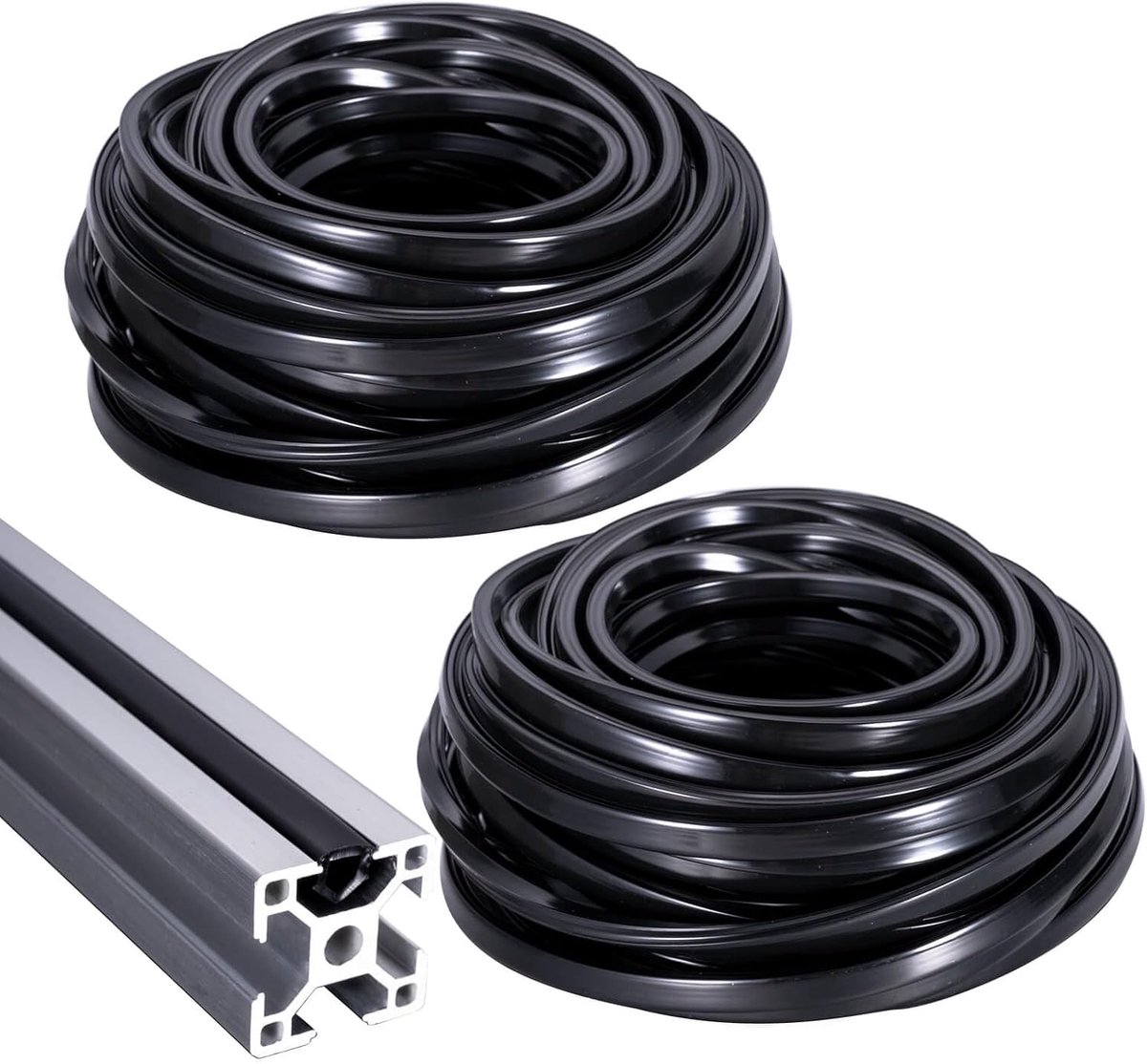 6 meter aluminium profiel afdichtingsstrip 30 x 30, 40 x 40 groef 8, aluminium profiel accessoires, pvc-stofbescherming voor aluminium profielen, zwart, 2 stuks