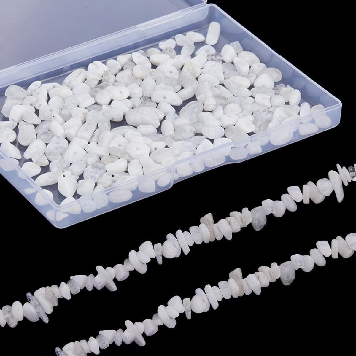 2 strengen Maansteen Chips Bulk Chips Kralen Strand Maansteen Kralen Genezende Energie Edelstenen Chip Stenen Onregelmatige Stenen Chip Kralen voor Sieraden Maken Tuin Aquarium Vaas Planten