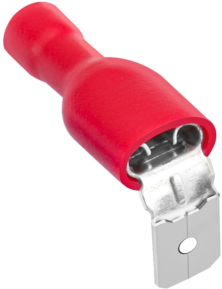 Piggyback spade krimp terminal connector 0.5-6.0mm2 (22-10 awg) rood 100 st