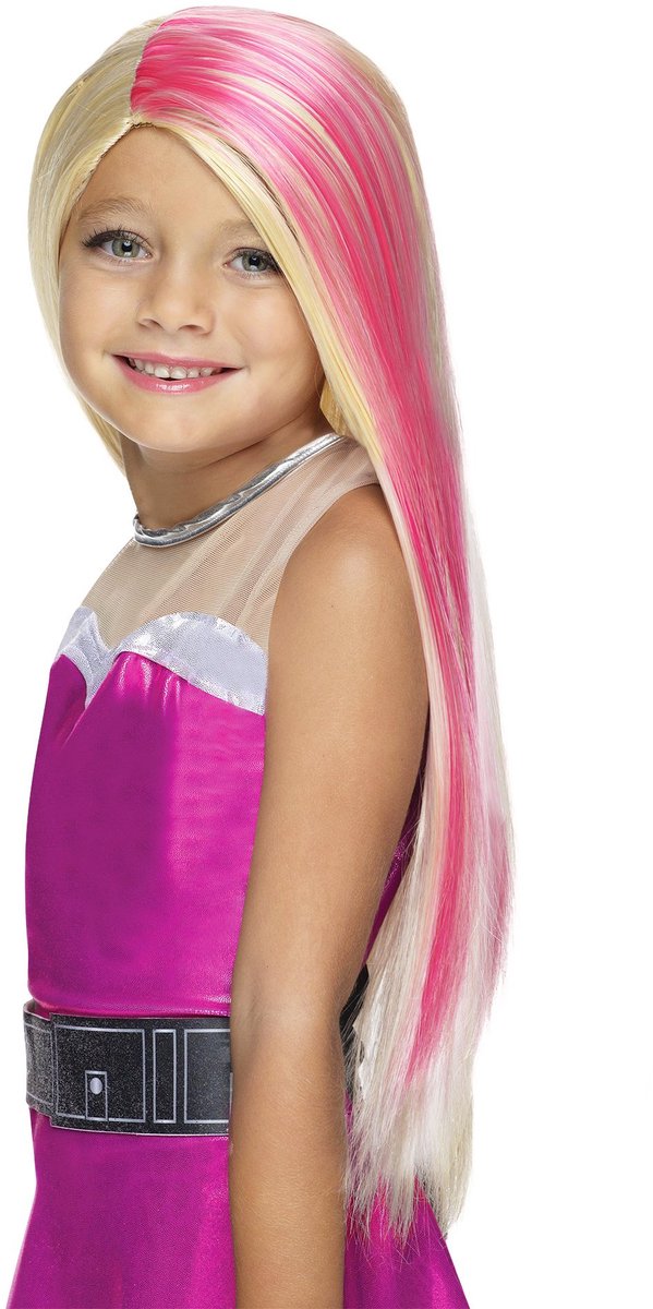 Barbie glitter pruik voor kinderen