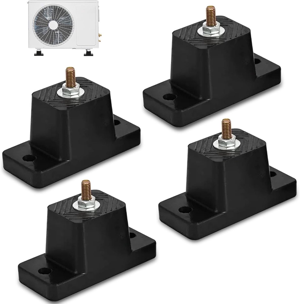 4 stuks trillingsdempers, zwart, rubberen buffer, M8, airconditioning, trillingsdemper, accessoires, airconditioning, antivibratievoetjes, rubberen dempingssokkel, belastbaar tot 500 kg